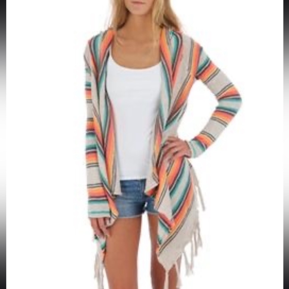 Striped Multicolor Fringe summer Cardigan Sweater